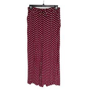 The seamstress Vintage Polka Dot Wide-Leg Pants Size 12 Burgundy Retro Style